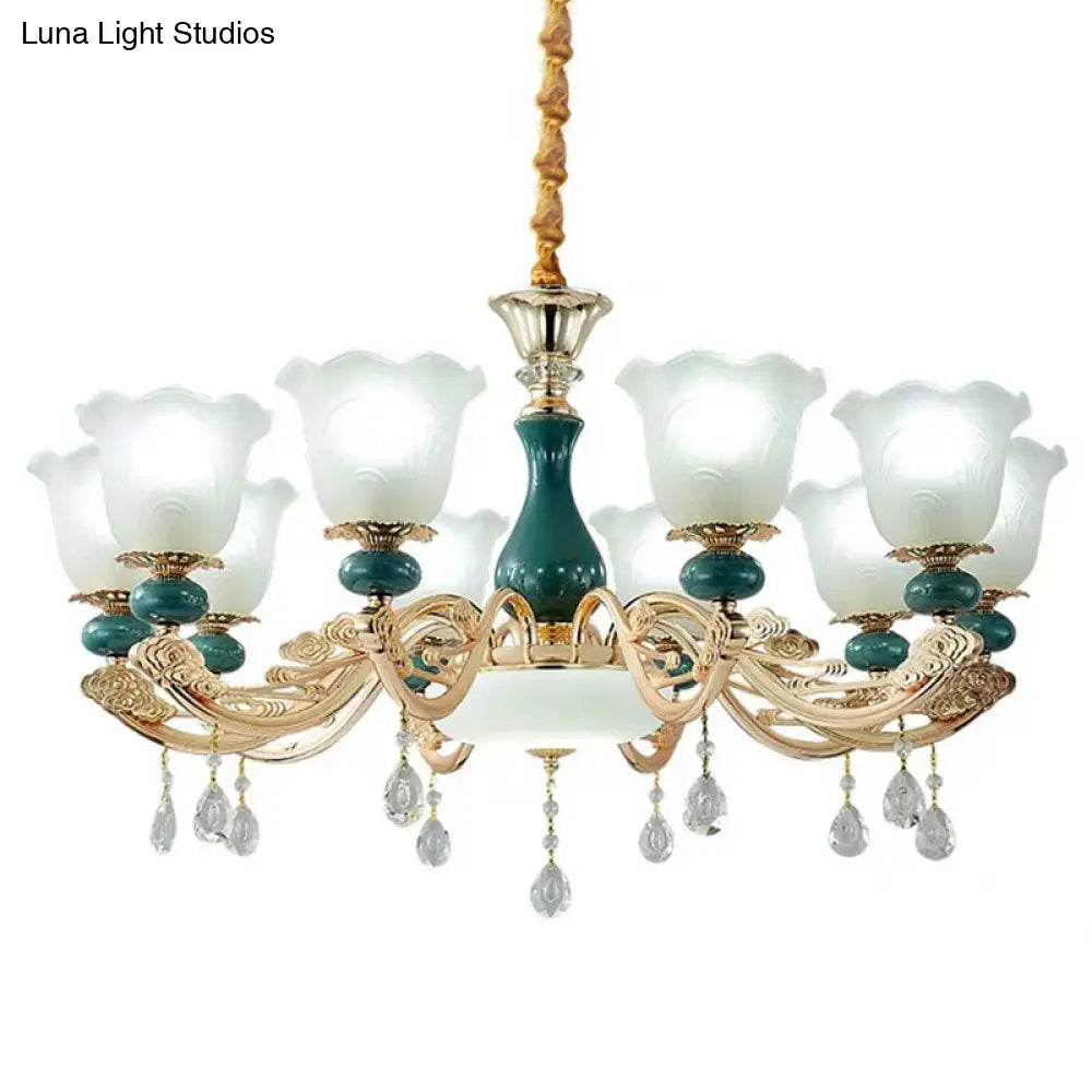 Modern Green Frosted Glass Pendant Light Kit For Living Room Ceiling Chandelier