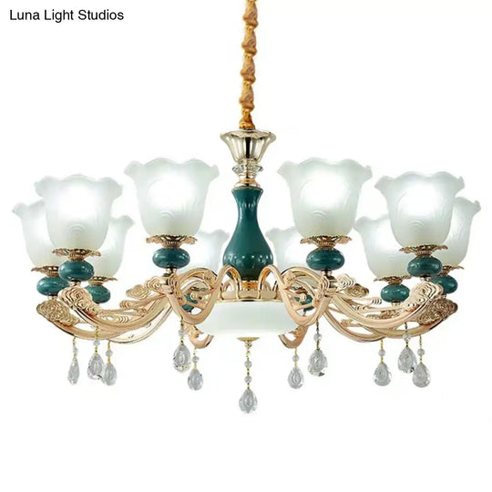 Modern Green Frosted Glass Pendant Light Kit For Living Room Ceiling Chandelier