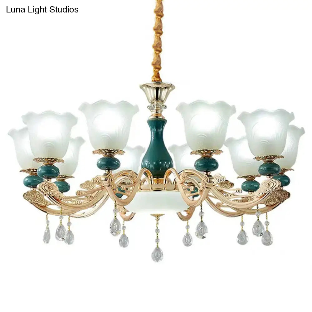 Modernist Green Frosted Glass Pendant Light Kit For Living Room Ceiling Chandelier