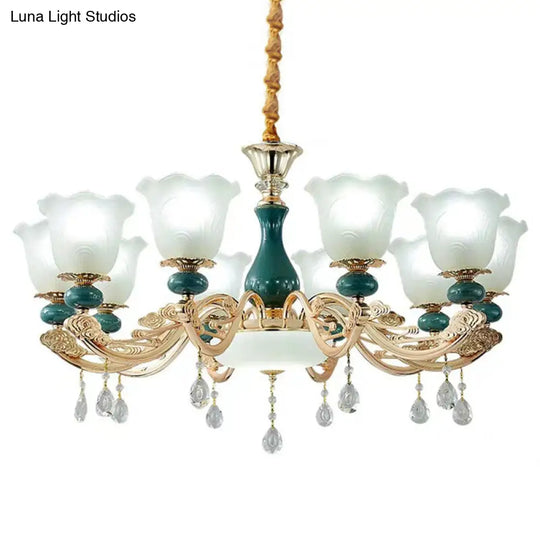 Modernist Green Frosted Glass Pendant Light Kit For Living Room Ceiling Chandelier