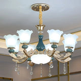 Modern Green Frosted Glass Pendant Light Kit For Living Room Ceiling Chandelier 8 /