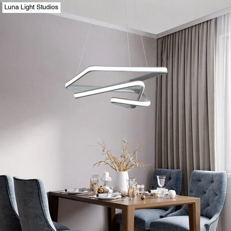 Modern Grey Chandelier: Simplicity Metal Led Strip Pendant Light For Dining Room