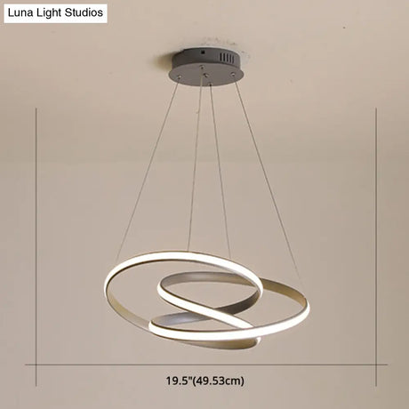 Modern Grey Chandelier: Simplicity Metal Led Strip Pendant Light For Dining Room