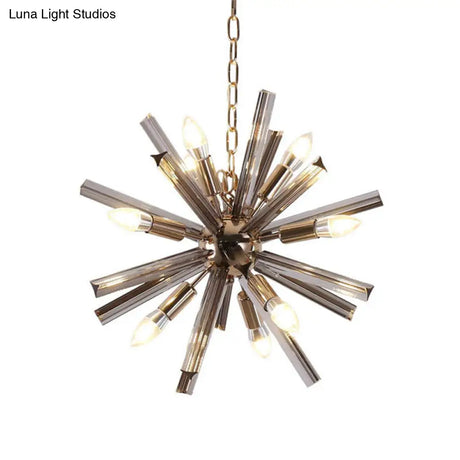 Modern Grey Crystal Starburst Chandelier Pendant Light - 9/16 Lights Hanging Ceiling Fixture For