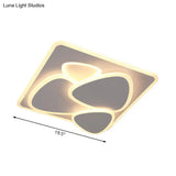 Modern Grey Flush Mount Led Ceiling Light With Overlapping Design In White/Warm - 19.5’/38’ Wide