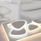 Modern Grey Flush Mount Led Ceiling Light With Overlapping Design In White/Warm - 19.5’/38’ Wide
