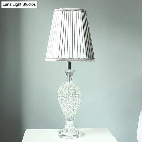 Modern Grey K9 Crystal Urn Night Light Table Lamp With Empire Shade