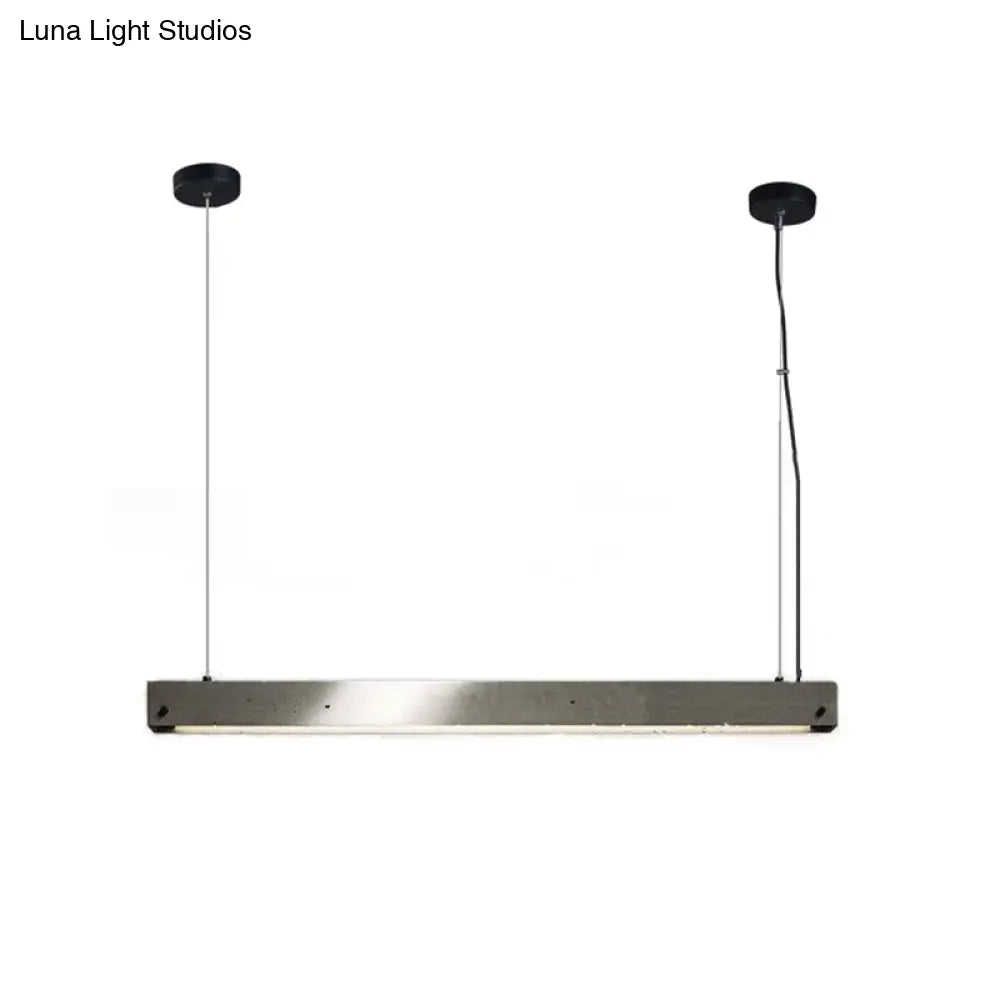 Modern Grey Linear Pendant Light - Simplicity Cement 1 Head Hanging Lamp For Dining Room Ceiling