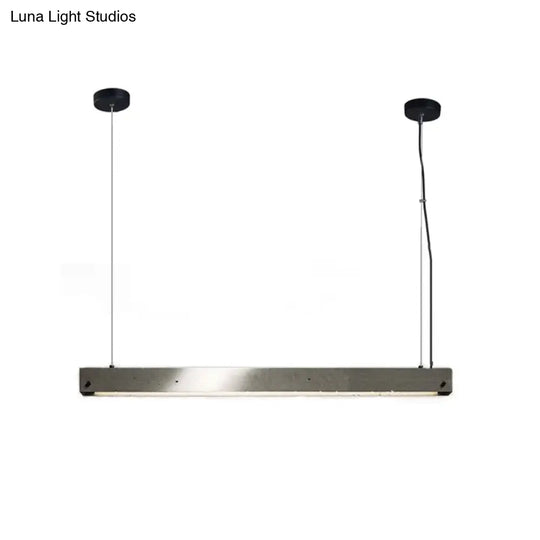 Modern Grey Linear Pendant Light - Simplicity Cement 1 Head Hanging Lamp For Dining Room Ceiling