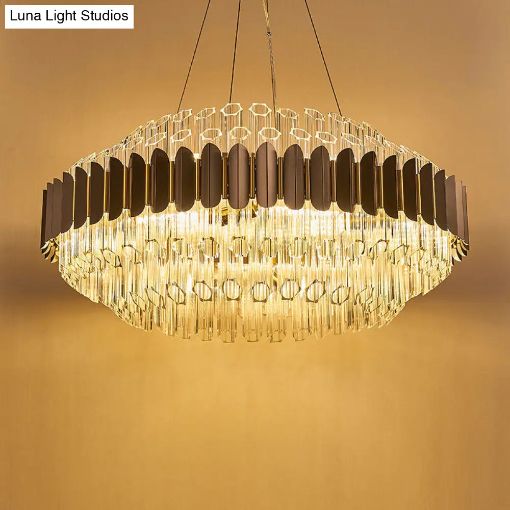 Modern Grey 12-Light Prismatic Crystal Chandelier Pendant Light