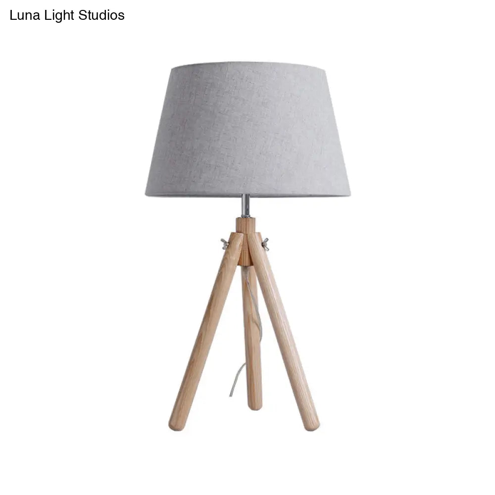 Modern Grey/White/Flaxen Dining Room Desk Lamp With Wide Flare Fabric Shade