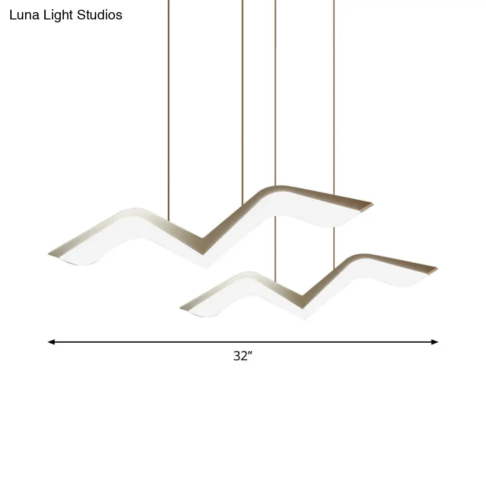 Modern Gull Shaped Hanging Light - Acrylic Led Pendant Warm/White 2/3/5 Heads