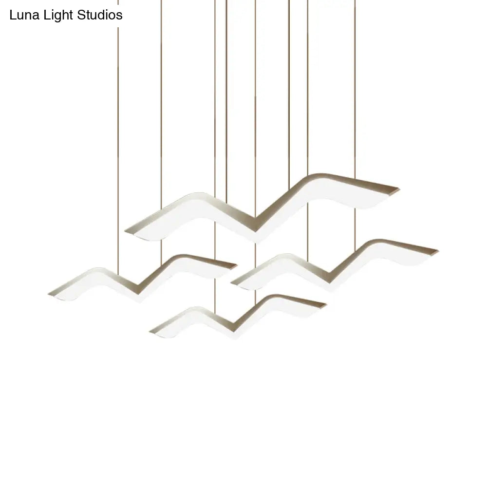 Modern Gull Shaped Hanging Light - Acrylic Led Pendant Warm/White 2/3/5 Heads