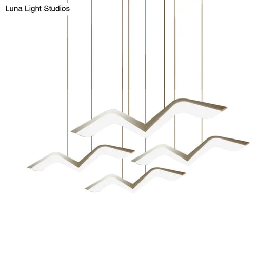 Modern Gull Shaped Hanging Light - Acrylic Led Pendant Warm/White 2/3/5 Heads