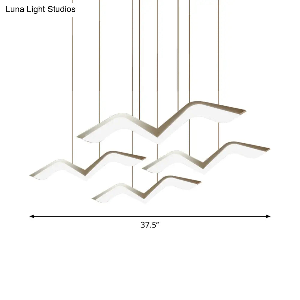 Modern Gull Shaped Hanging Light - Acrylic Led Pendant Warm/White 2/3/5 Heads