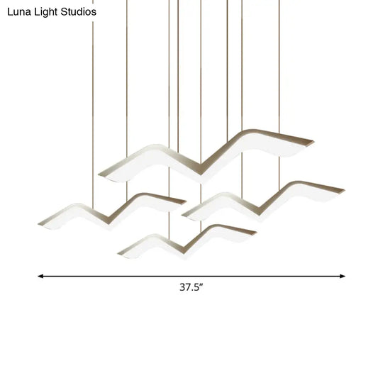 Modern Gull Shaped Hanging Light - Acrylic Led Pendant Warm/White 2/3/5 Heads