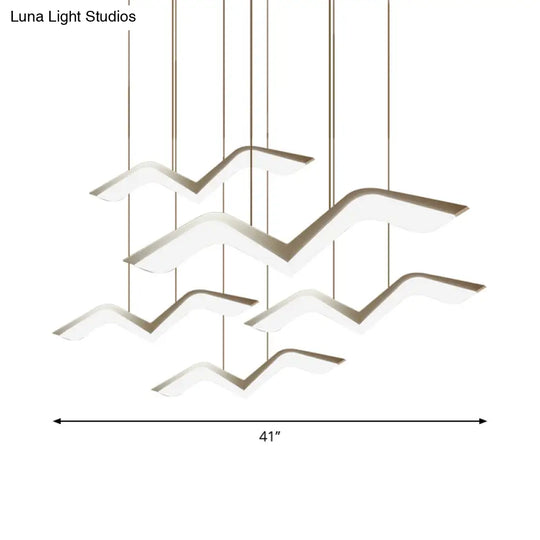 Modern Gull Shaped Hanging Light - Acrylic Led Pendant Warm/White 2/3/5 Heads