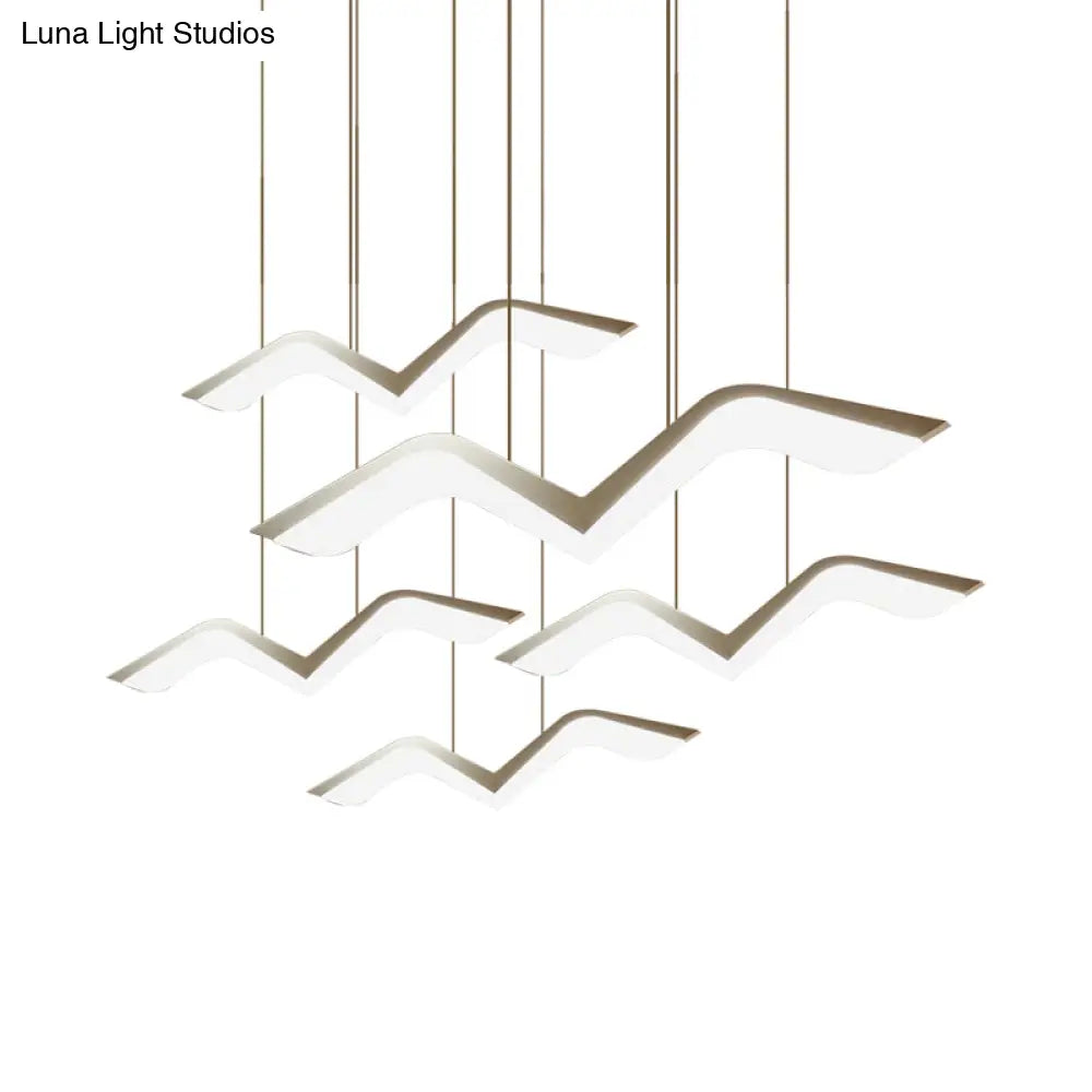 Modern Gull Shaped Hanging Light - Acrylic Led Pendant Warm/White 2/3/5 Heads