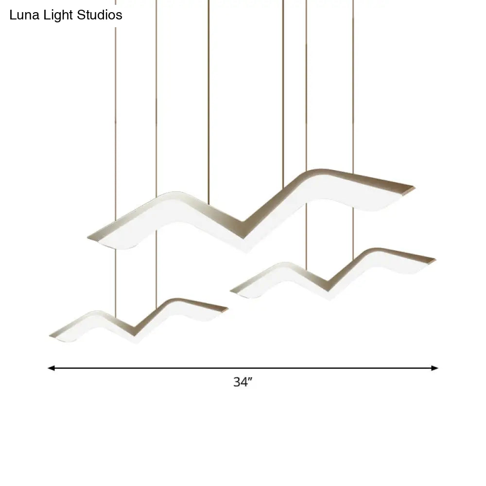 Modern Gull Shaped Hanging Light - Acrylic Led Pendant Warm/White 2/3/5 Heads