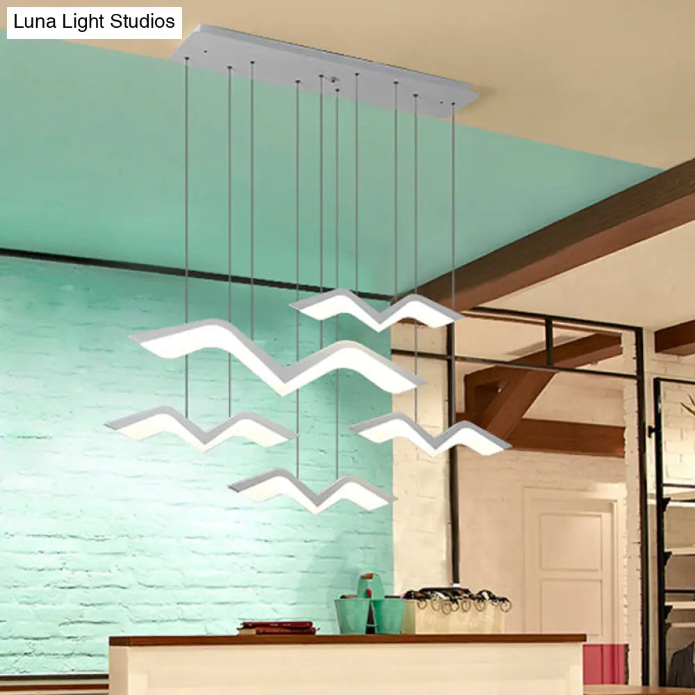 Modern Gull Shaped Hanging Light - Acrylic Led Pendant Warm/White 2/3/5 Heads