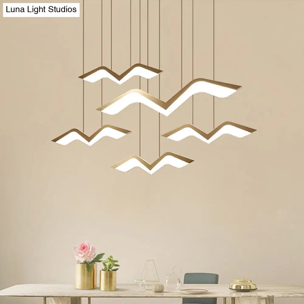Modern Gull Shaped Hanging Light - Acrylic Led Pendant Warm/White 2/3/5 Heads