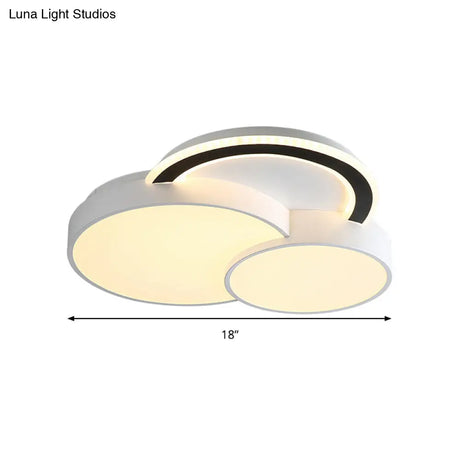Modern Half - Circle Flush Mount Led Ceiling Lamp - Foyer Round White Acrylic
