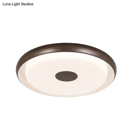 Modern Halo Flush Mount Light Iron Led Bedroom Flushmount Lighting In Coffee (18’/21’ Width)