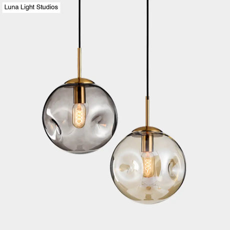 Modern Hand-Blown Glass Shade Pendant Light With Spherical Design