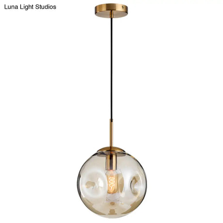 Modern Hand-Blown Glass Shade Pendant Light With Spherical Design