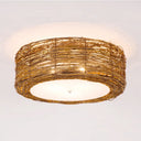 Modern Hand-Woven Flush Mount Rattan Lamp With 3 Lights - Brown 16/19.5 W / 16