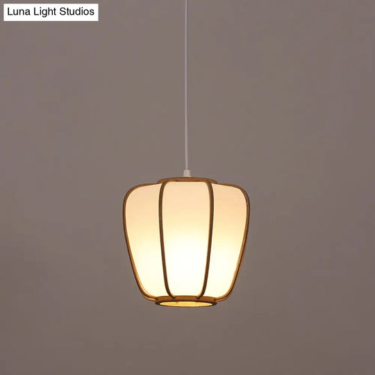 Modern Handwoven Bamboo Pendant Light For Restaurants - Single Wood Hanging Ceiling