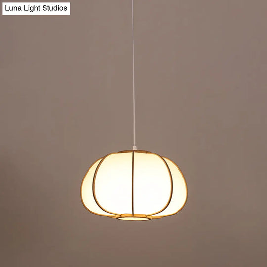 Modern Handwoven Bamboo Pendant Light For Restaurants - Single Wood Hanging Ceiling