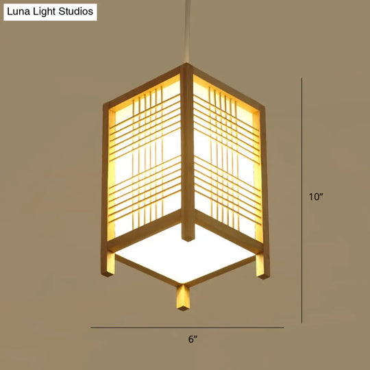 Modern Handwoven Bamboo Pendant Light For Restaurants - Single Wood Hanging Ceiling