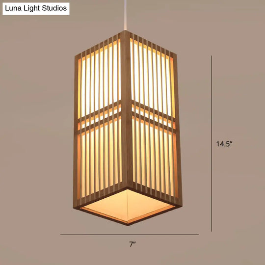 Modern Handwoven Bamboo Pendant Light For Restaurants - Single Wood Hanging Ceiling