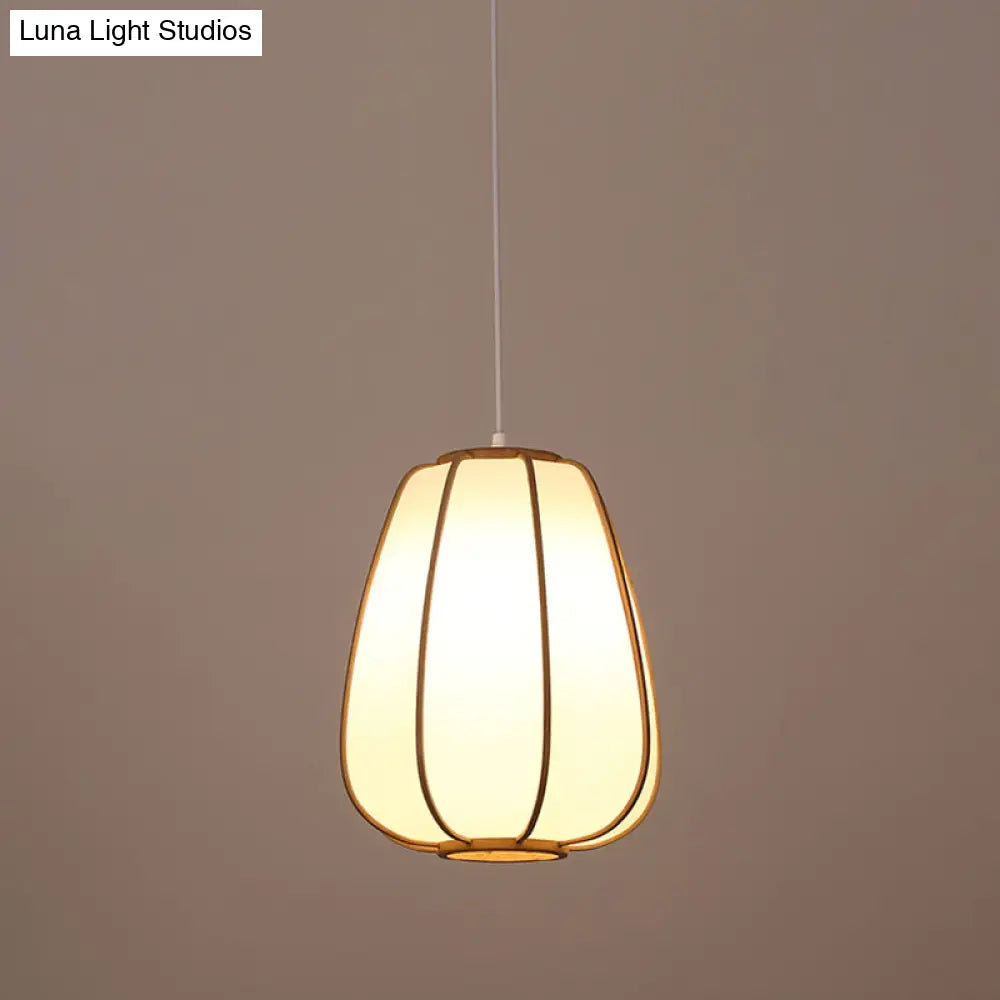 Modern Handwoven Bamboo Pendant Light For Restaurants - Single Wood Hanging Ceiling