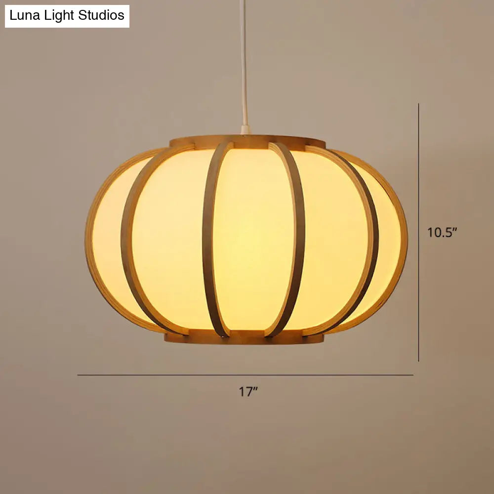 Modern Handwoven Bamboo Pendant Light For Restaurants - Single Wood Hanging Ceiling