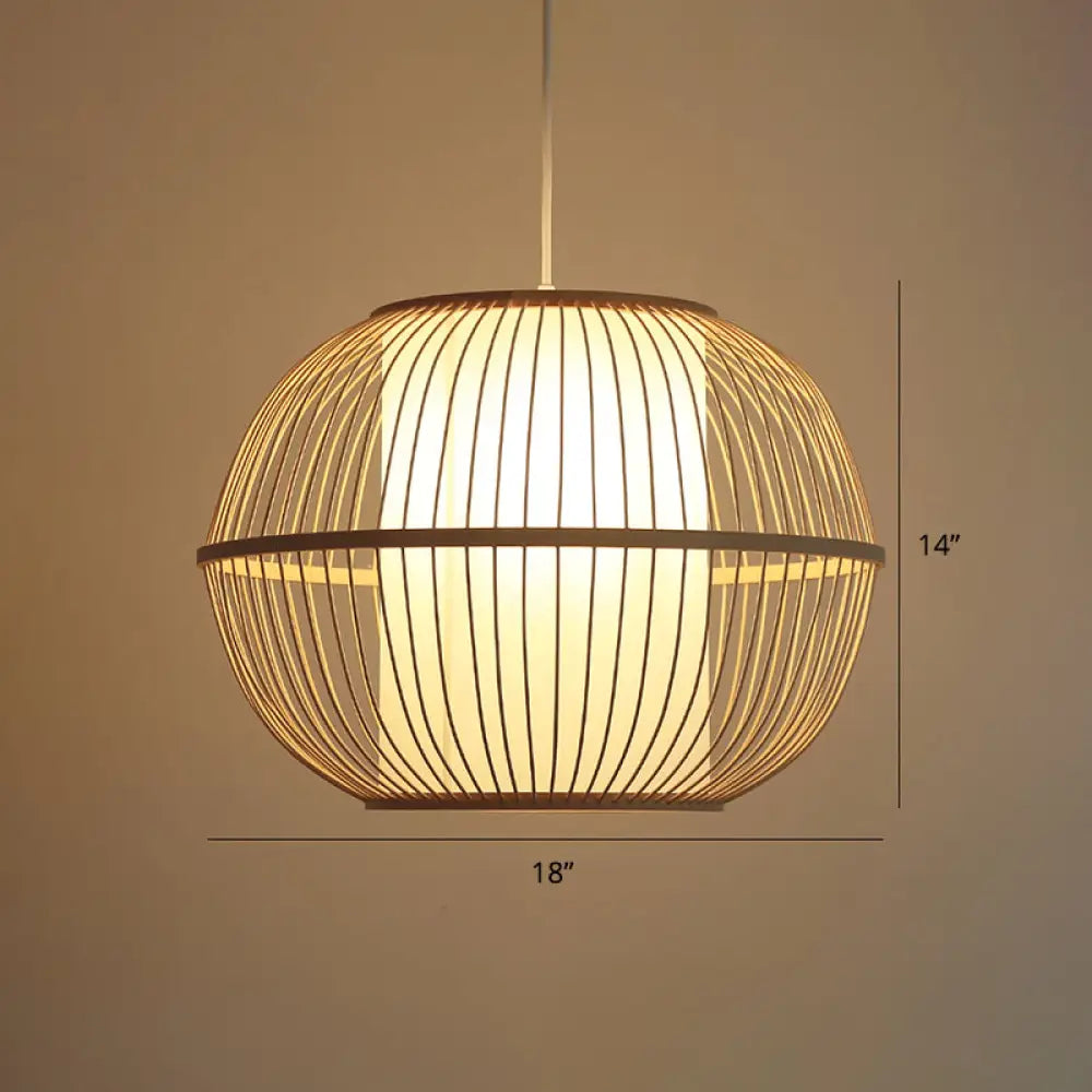 Modern Handwoven Bamboo Pendant Light For Restaurants - Single Wood Hanging Ceiling / F