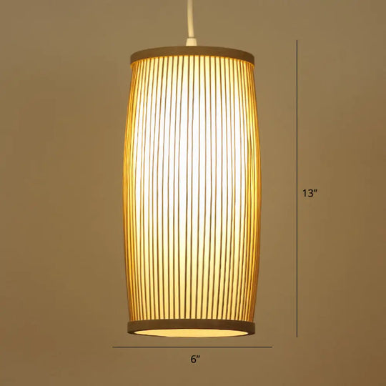 Modern Handwoven Bamboo Pendant Light For Restaurants - Single Wood Hanging Ceiling / G
