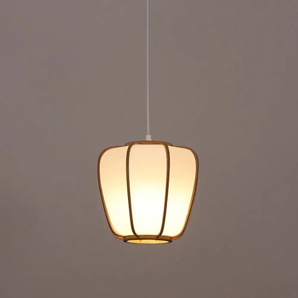 Modern Handwoven Bamboo Pendant Light For Restaurants - Single Wood Hanging Ceiling / M
