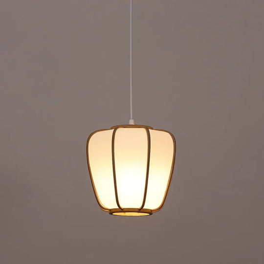 Modern Handwoven Bamboo Pendant Light For Restaurants - Single Wood Hanging Ceiling / M
