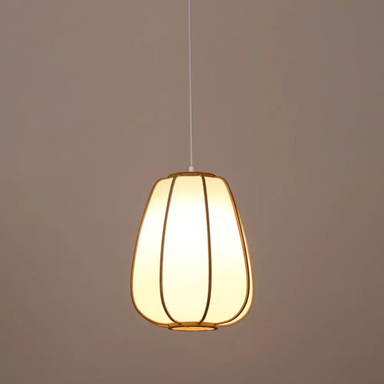 Modern Handwoven Bamboo Pendant Light For Restaurants - Single Wood Hanging Ceiling / N