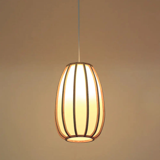 Modern Handwoven Bamboo Pendant Light For Restaurants - Single Wood Hanging Ceiling / S