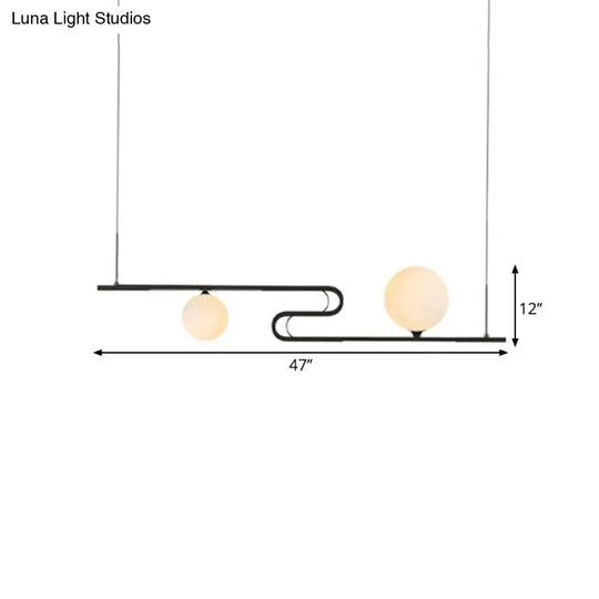Simplicity Modo Hanging Chandelier - Milky Glass 1/2-Head Island Lamp With Folding Line Design In