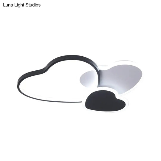 Modern Heart Design Black Ceiling Fixture: Acrylic Led Bedroom Flush Mount Spotlight - Warm/White
