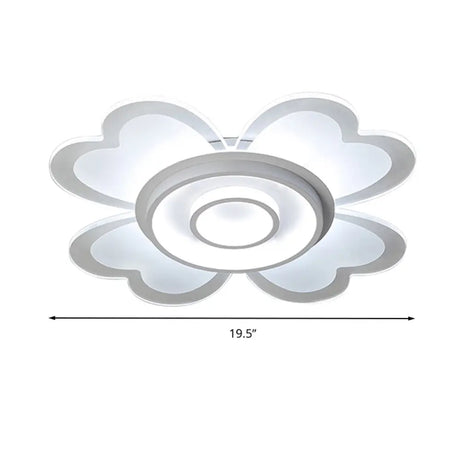 Modern Heart & Round Flush Mount Led Ceiling Light For Baby Room In White