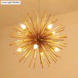 Modern Hedgehog Chandelier With Carved Metal Design For Living Room - Stylish Hanging Light Fixture