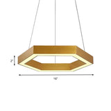 Modern Hexagon Metal Suspension Lamp - 16/23.5 Wide Led Gold Pendant Light For Living Room A/B