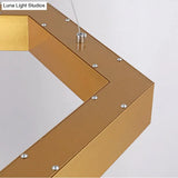 Modern Hexagon Metal Suspension Lamp - 16’/23.5’W Led Pendant Light Gold Finish Living Room