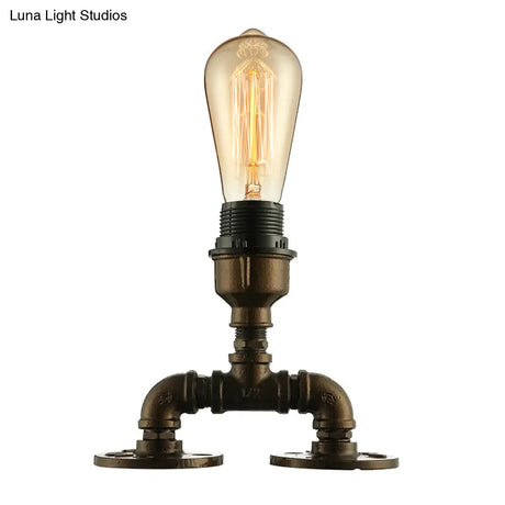 Modern Industrial 1-Head Black Standing Light With Pipe Design - Aesthetic Table Lighting For Coffee