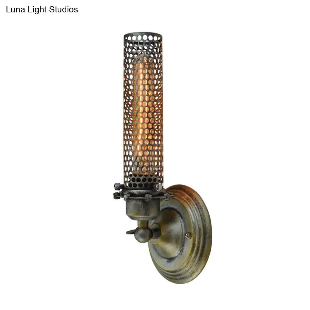Modern Industrial Bronze Wall Sconce Light With Tube Metal Shade